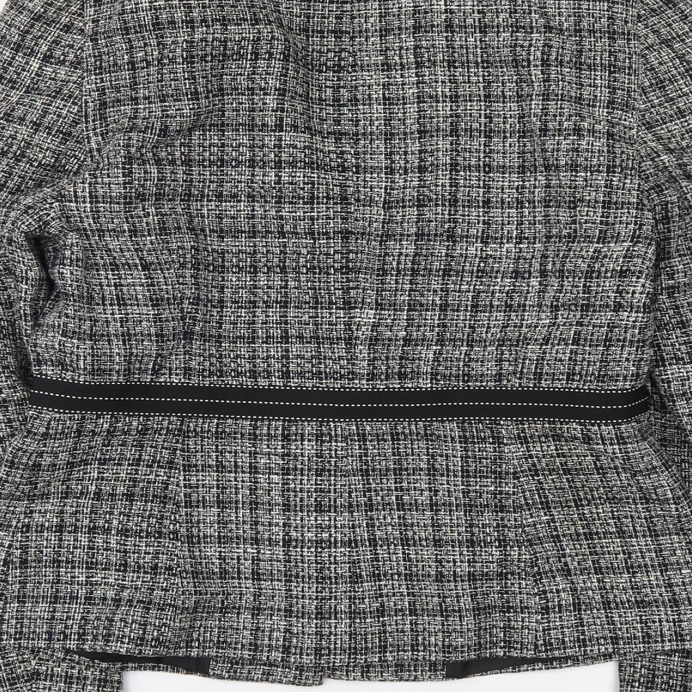 Bay Womens Grey Herringbone Jacket Size 14 Button
