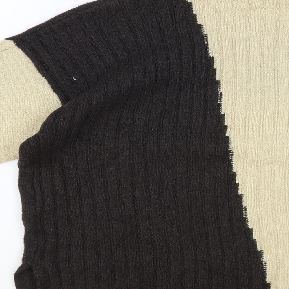 NEXT Womens Beige High Neck Geometric Cotton Pullover Jumper Size XS