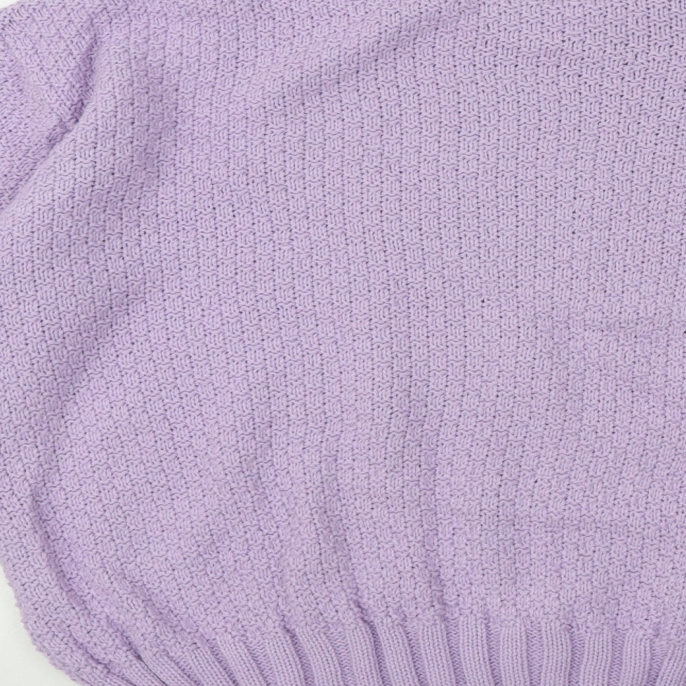 Generation Fashion Womens Purple Roll Neck Geometric Acrylic Pullover Jumper Size 16