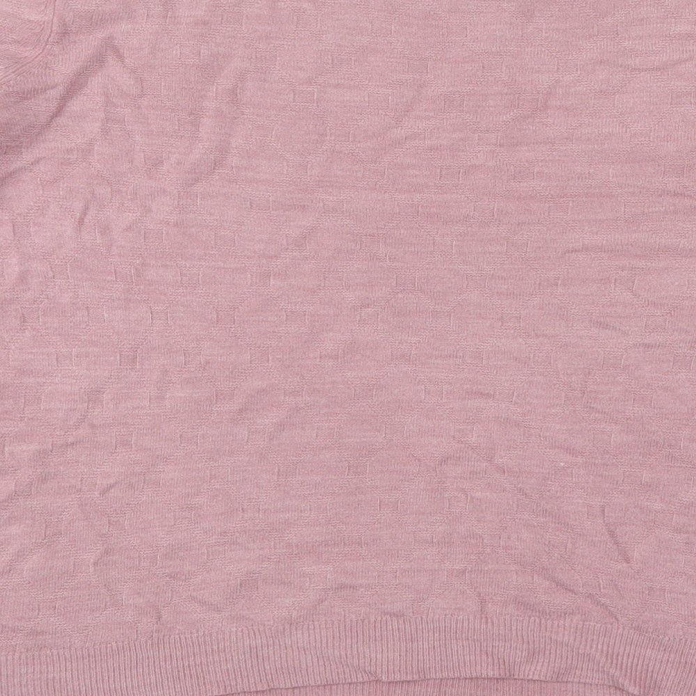 Maine Womens Pink Mock Neck Geometric Acrylic Pullover Jumper Size 14
