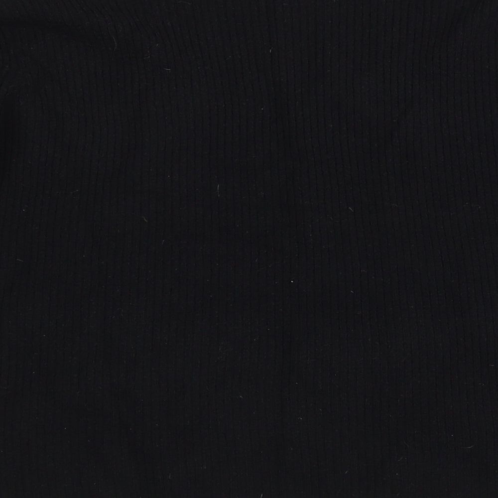 Style Womens Black V-Neck Viscose Pullover Jumper Size 18 - Cut out