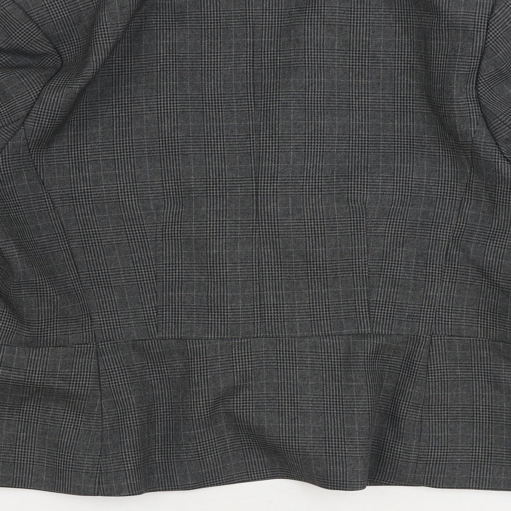Marks & Spencer Womens Grey Plaid Jacket Blazer Size 14 Button