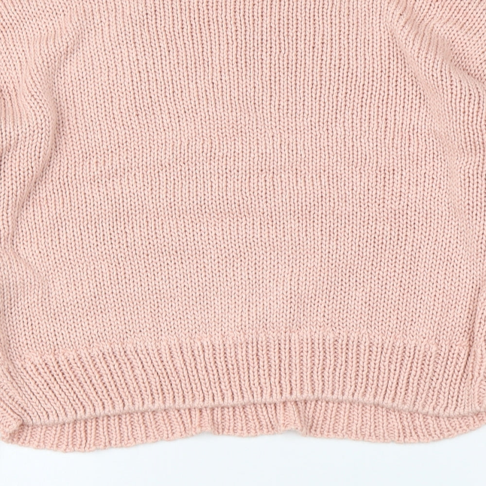 Warehouse Womens Pink Round Neck Acrylic Pullover Jumper Size 12