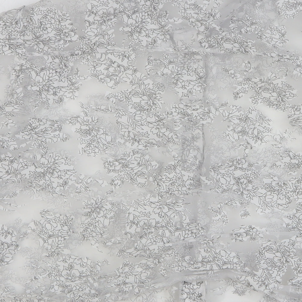 River Island Womens White Floral Polyester Basic Button-Up Size 10 Collared