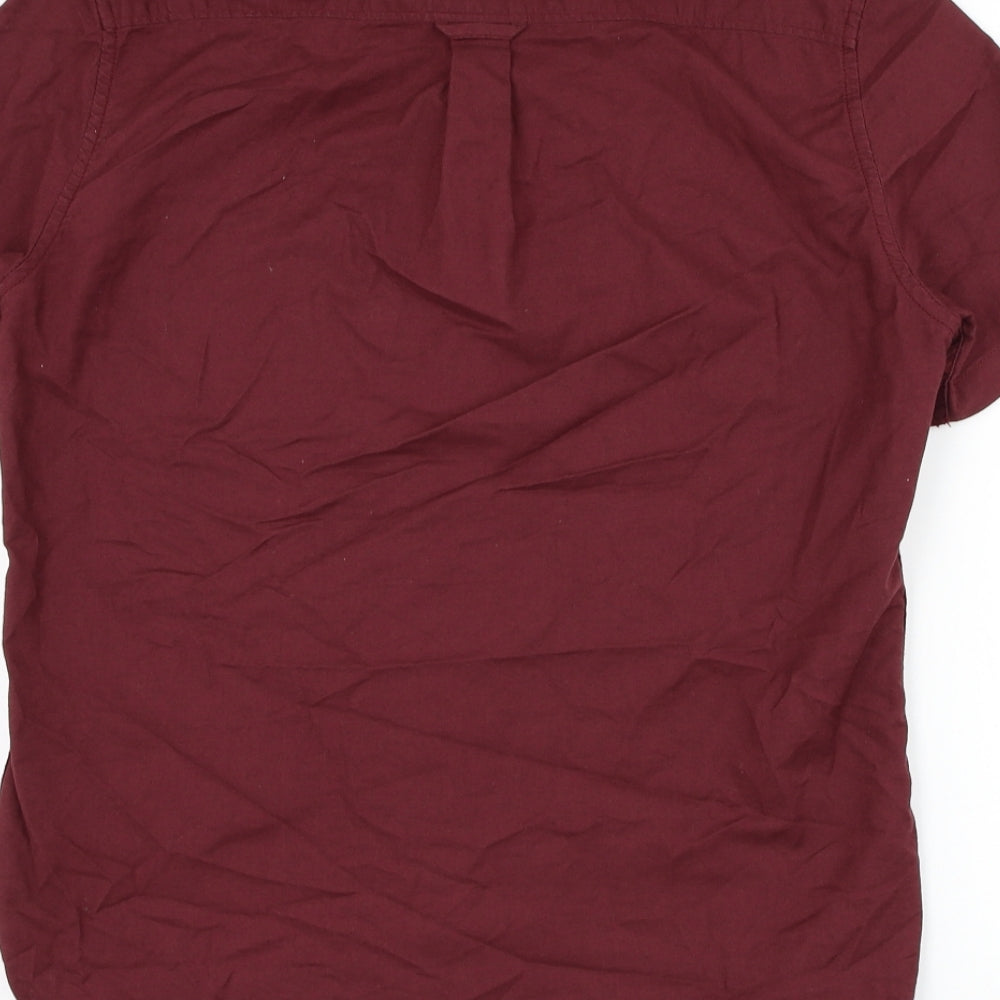 Burton Mens Red Cotton Button-Up Size S Collared Button