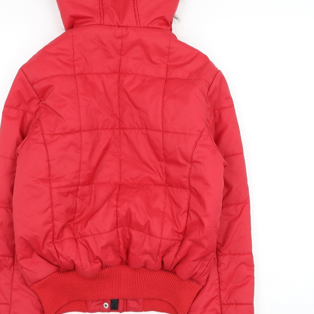 South Womens Red Quilted Coat Size 8 Zip