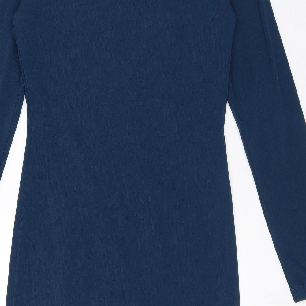 Casting Womens Blue Polyester A-Line Size 10 V-Neck