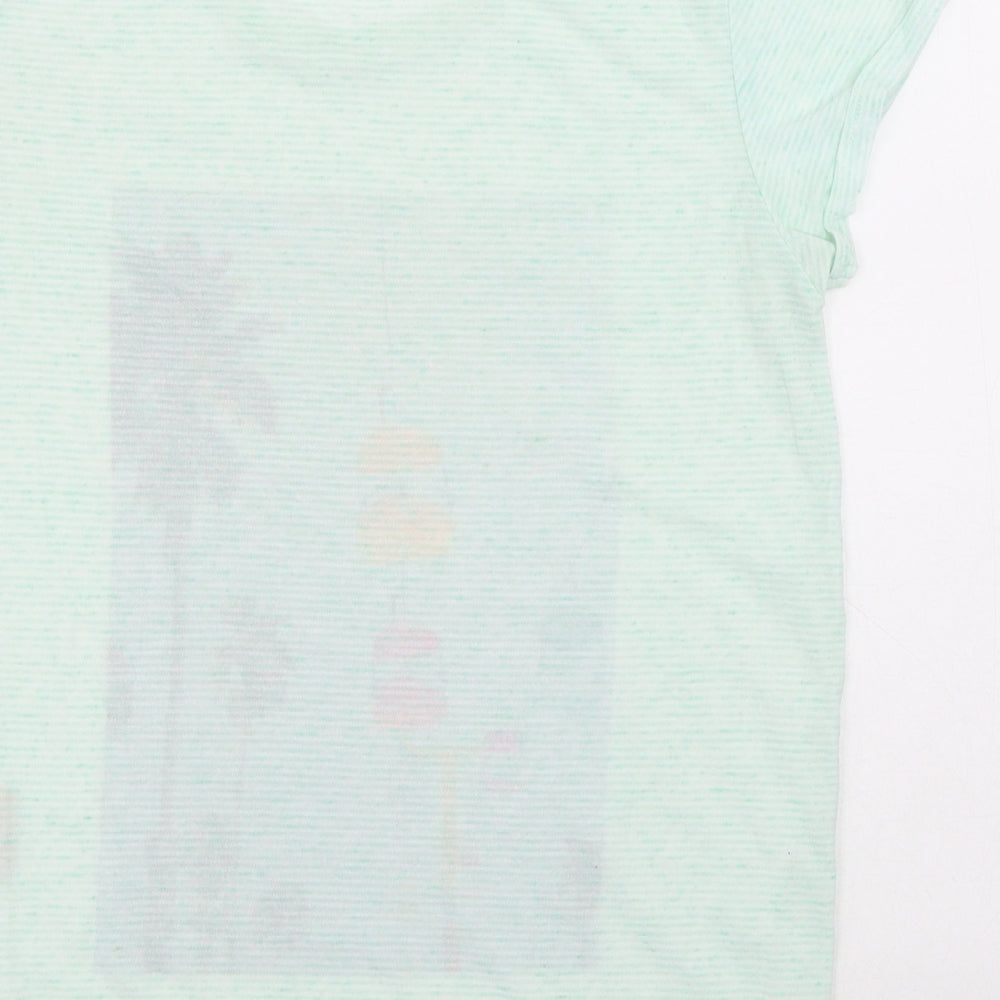 Maison Scotch Womens Multicoloured Striped Polyester Basic T-Shirt Size 4 Round Neck - Palm Trees