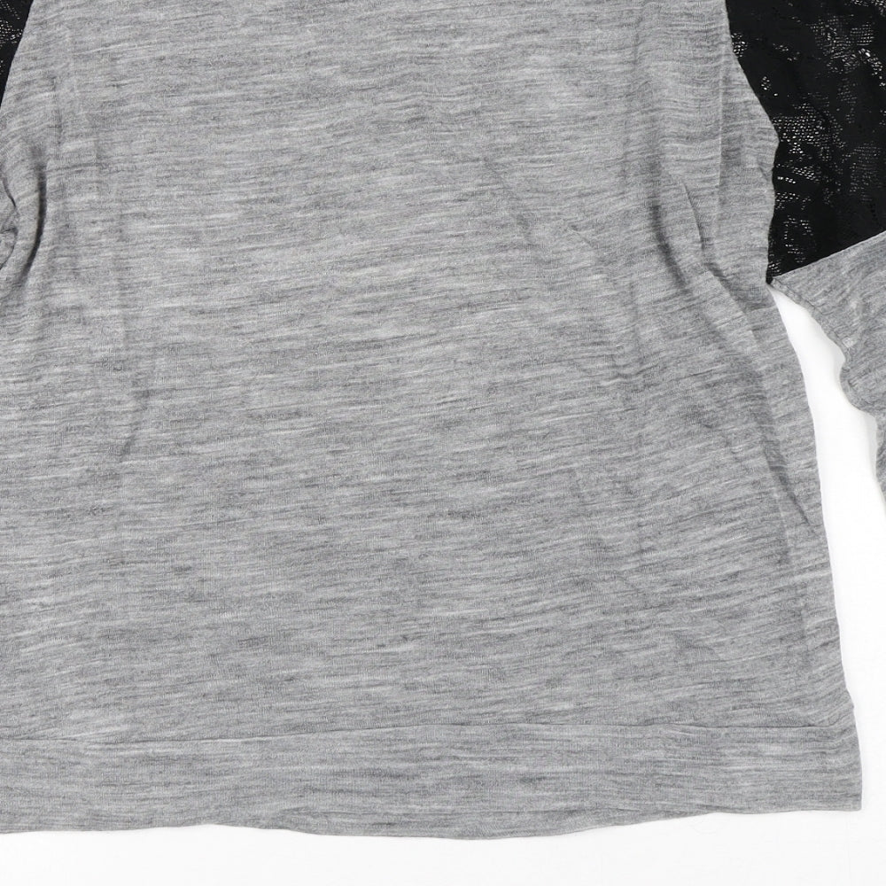 Zara Womens Grey Polyester Basic T-Shirt Size S Round Neck