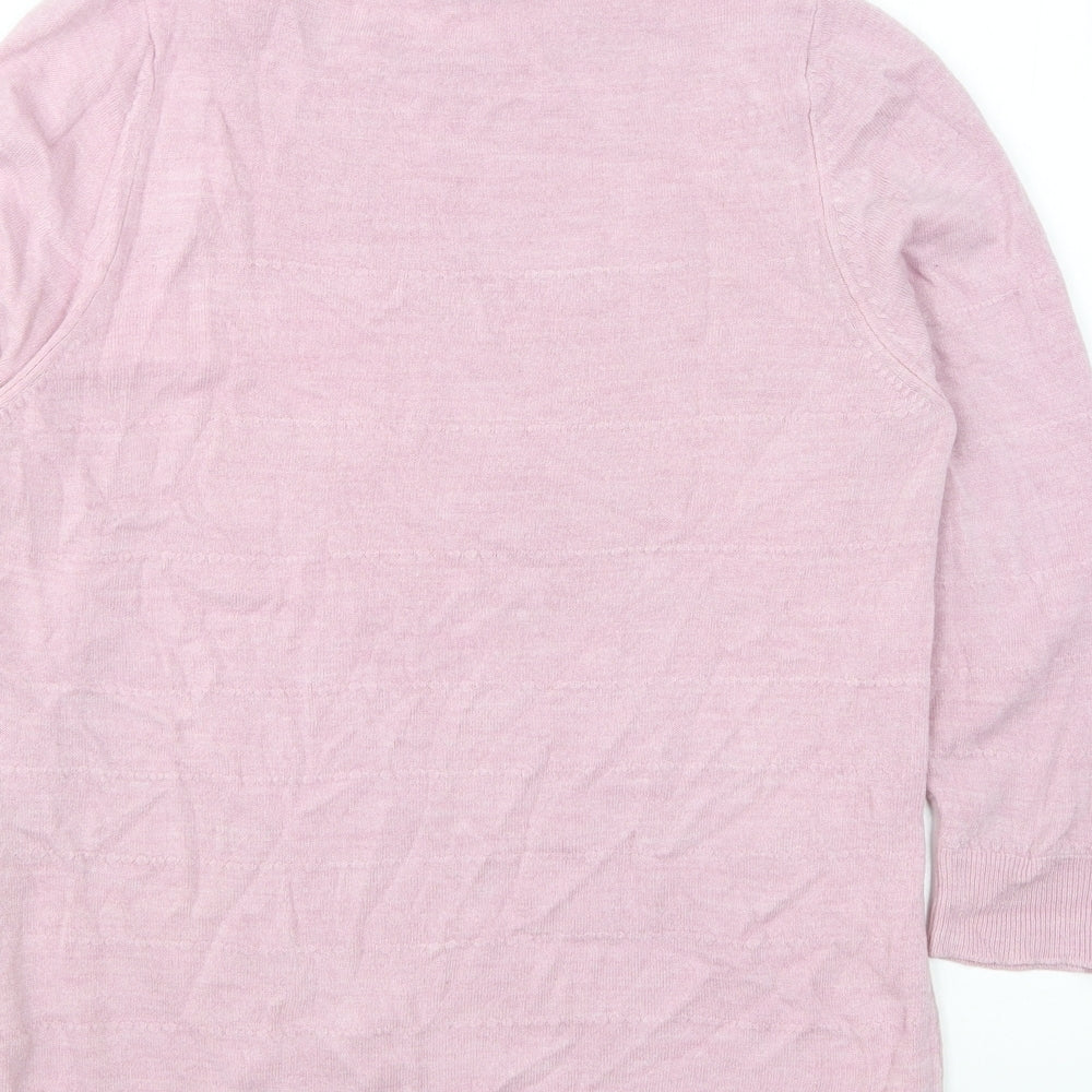 Marks & Spencer Womens Pink Round Neck Acrylic Pullover Jumper Size 14