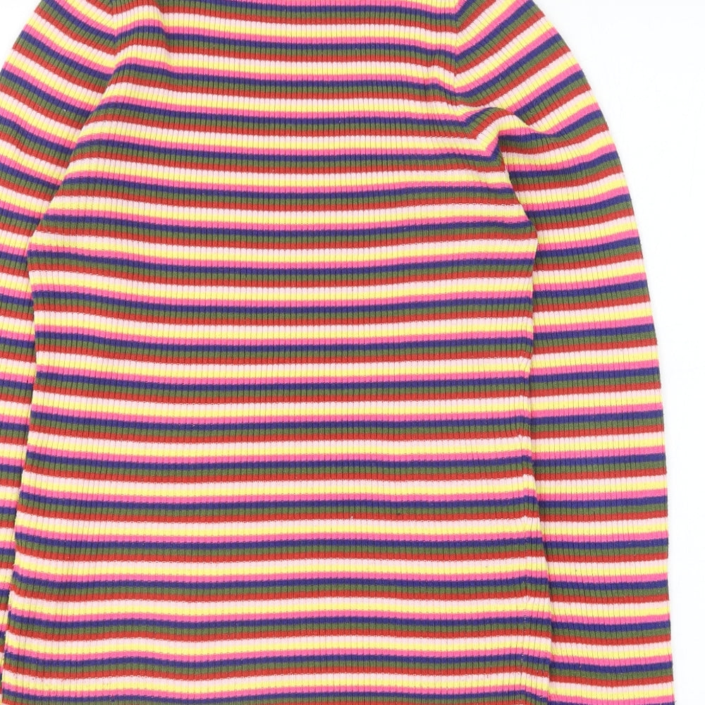 New Look Womens Multicoloured Round Neck Striped Polyester Pullover Jumper Size 12