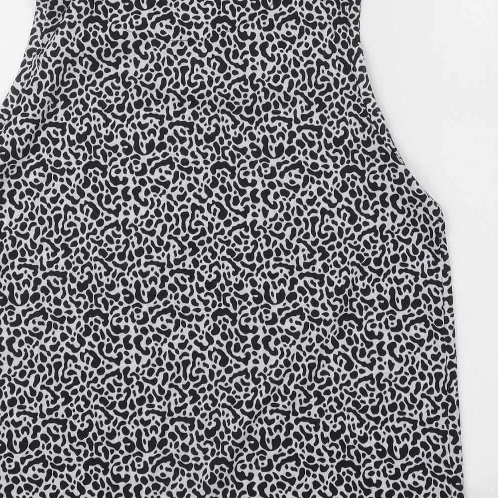 Marks & Spencer Womens Black Animal Print Polyester Basic Tank Size 10 Round Neck