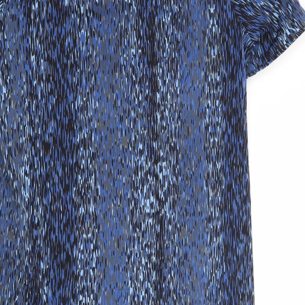 Piknik Womens Blue Geometric Polyester Shift Size 14 Round Neck Pullover