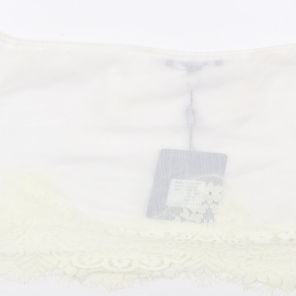 Missguided Womens White Floral Polyester Basic Blouse Size 8 V-Neck - Cold Shoulder