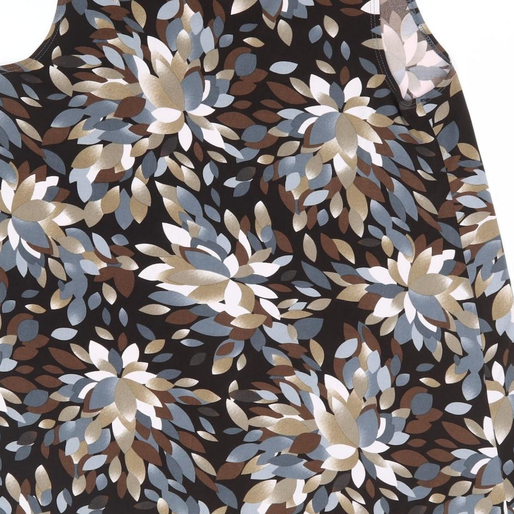 Preworn Womens Multicoloured Geometric Polyester Tunic Tank Size 12 Scoop Neck