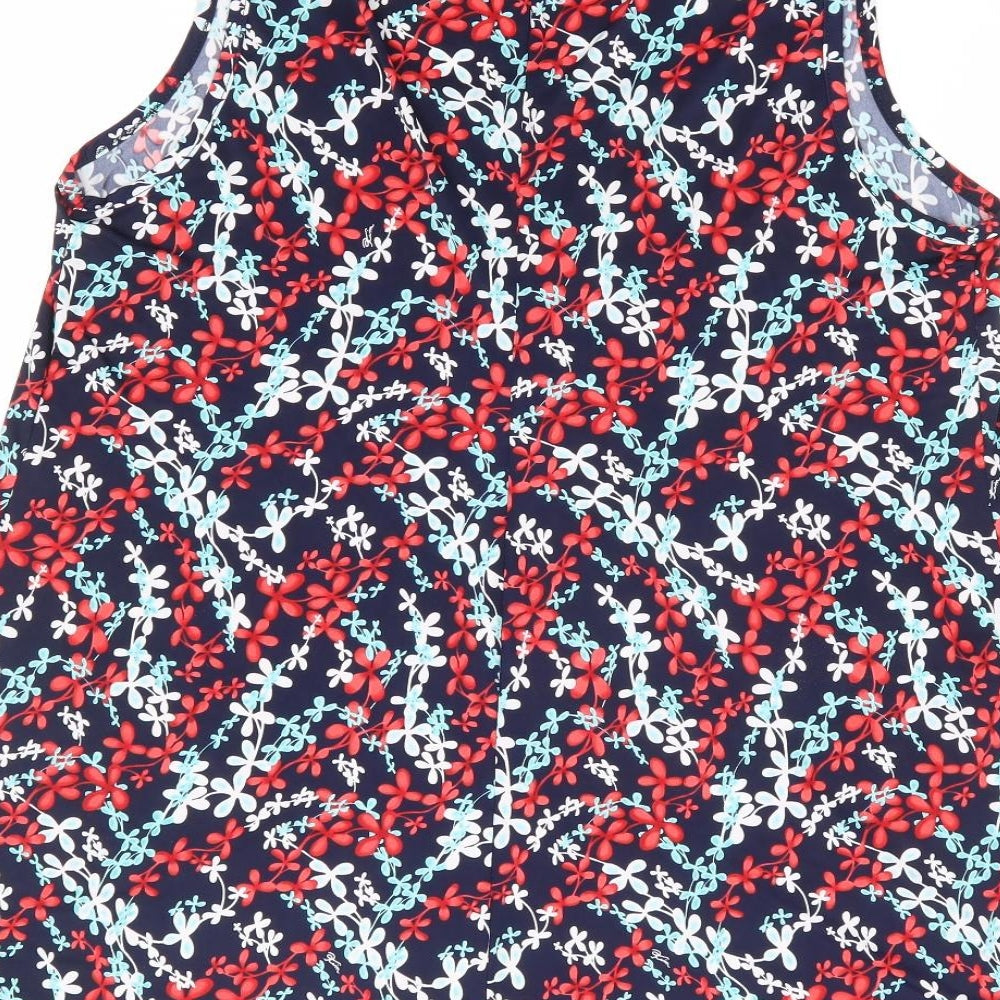 Preworn Womens Multicoloured Floral Polyester Tunic Tank Size S Scoop Neck