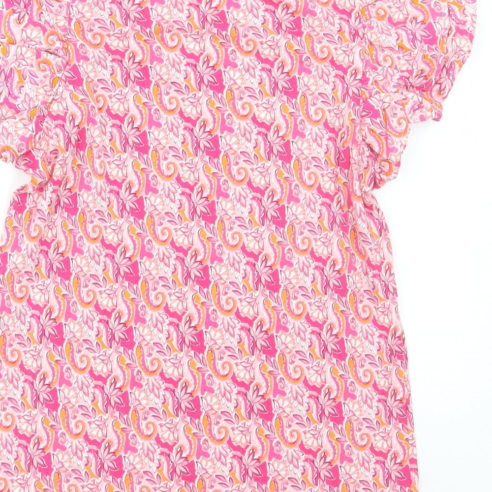 Savida Womens Pink Paisley Cotton Basic T-Shirt Size M Round Neck