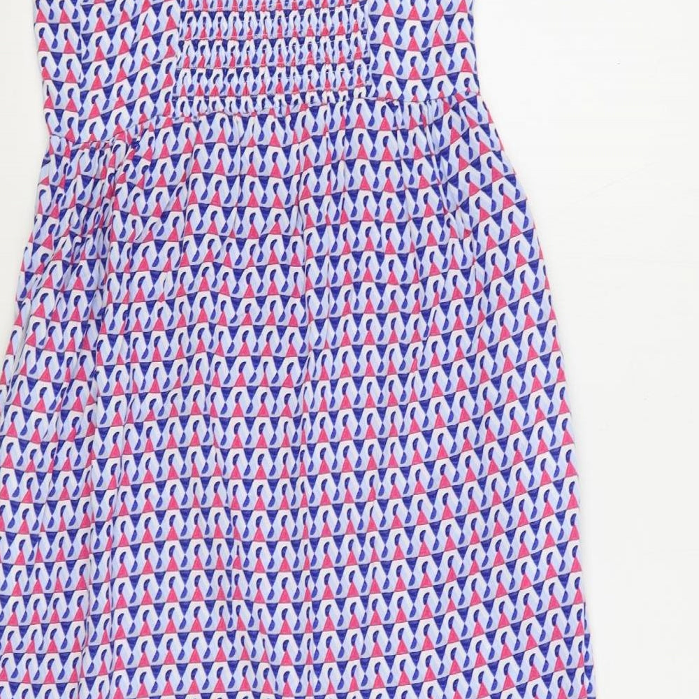 Marks & Spencer Womens Multicoloured Geometric Viscose Trapeze & Swing Size 8 Scoop Neck Pullover