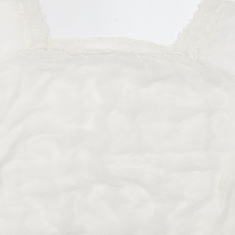 South Womens White Viscose Basic T-Shirt Size 14 Square Neck