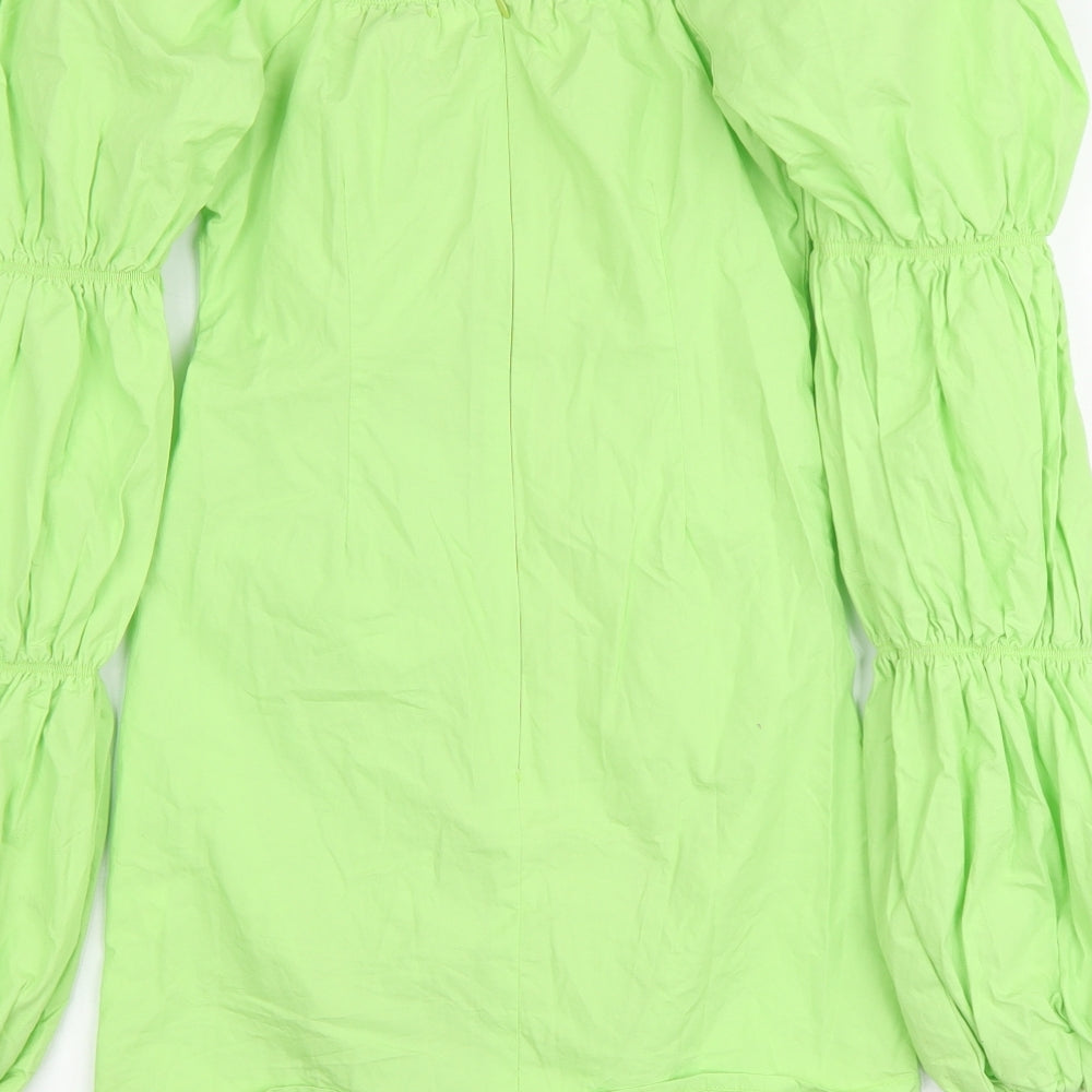 Nasty Gal Womens Green Cotton Mini Size 6 V-Neck Zip