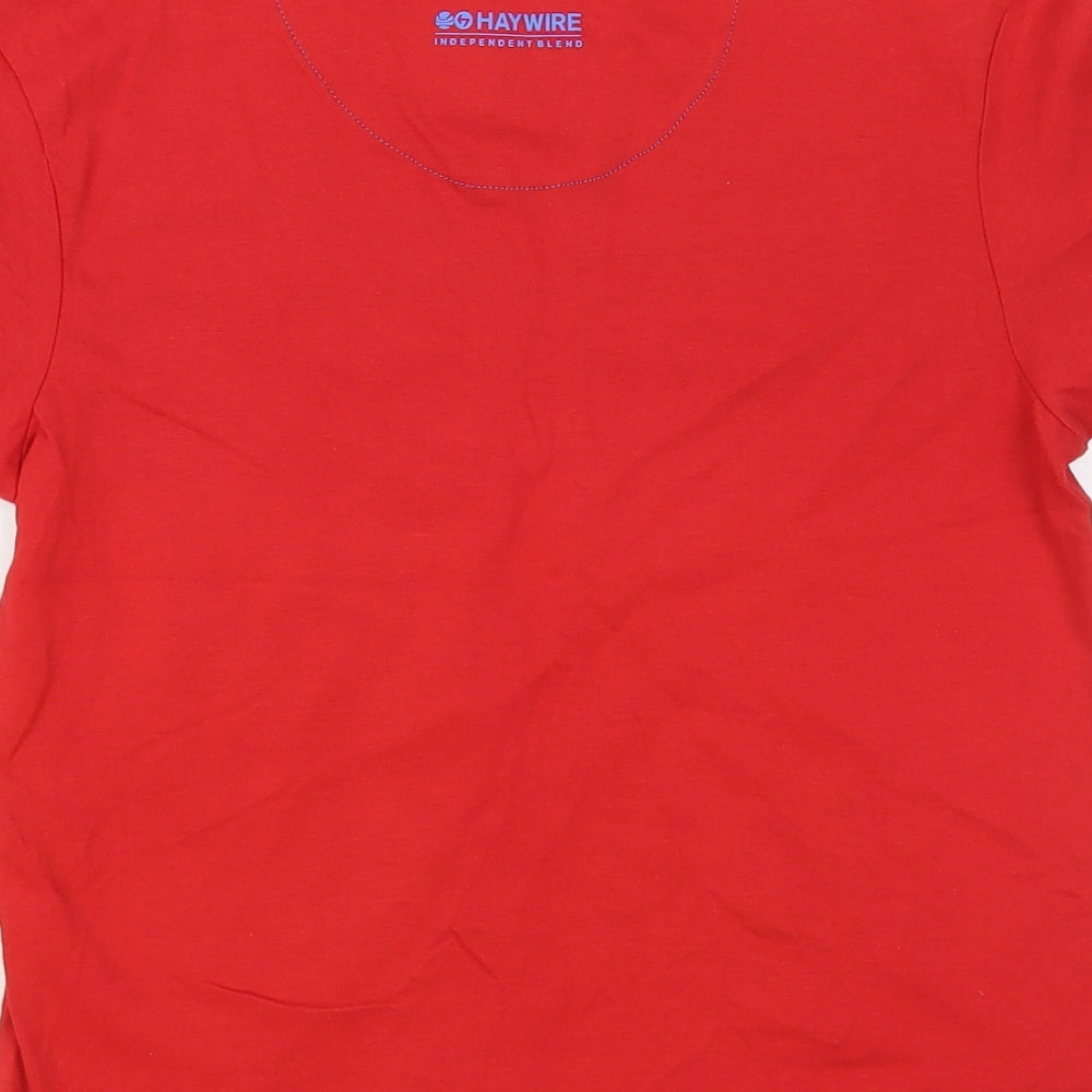 Haywire Boys Red Cotton Pullover T-Shirt Size 10 Years Crew Neck Pullover