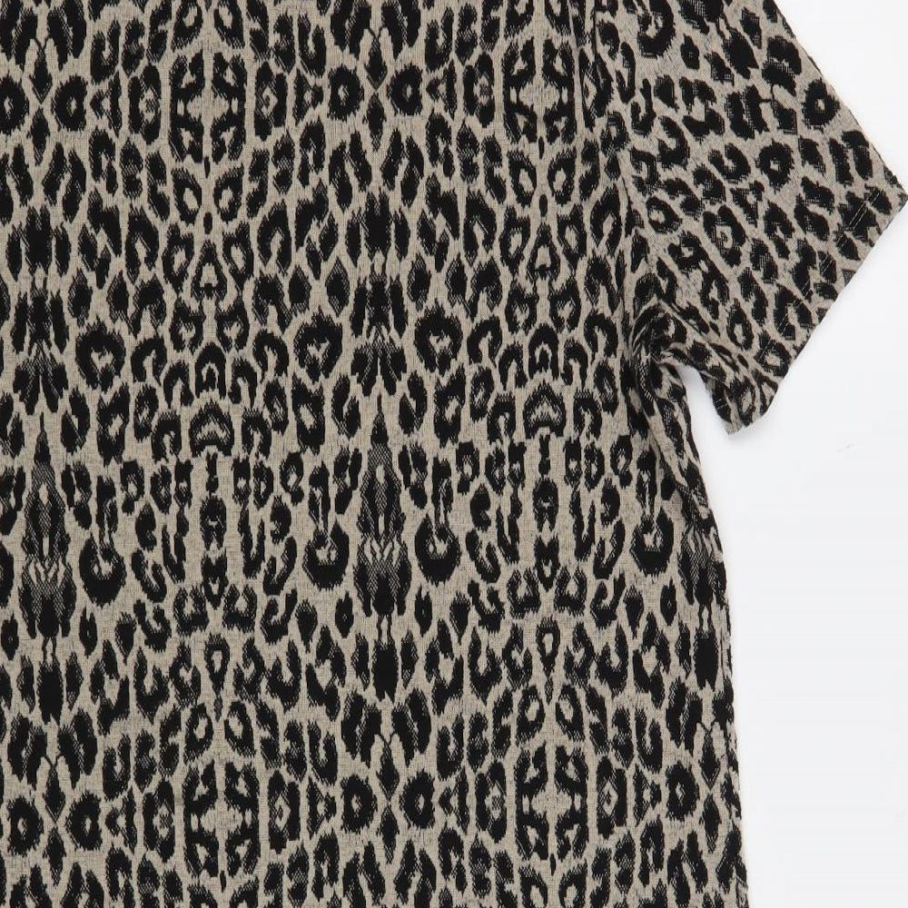 New Look Womens Beige Animal Print Polyester Shift Size 12 Crew Neck Pullover