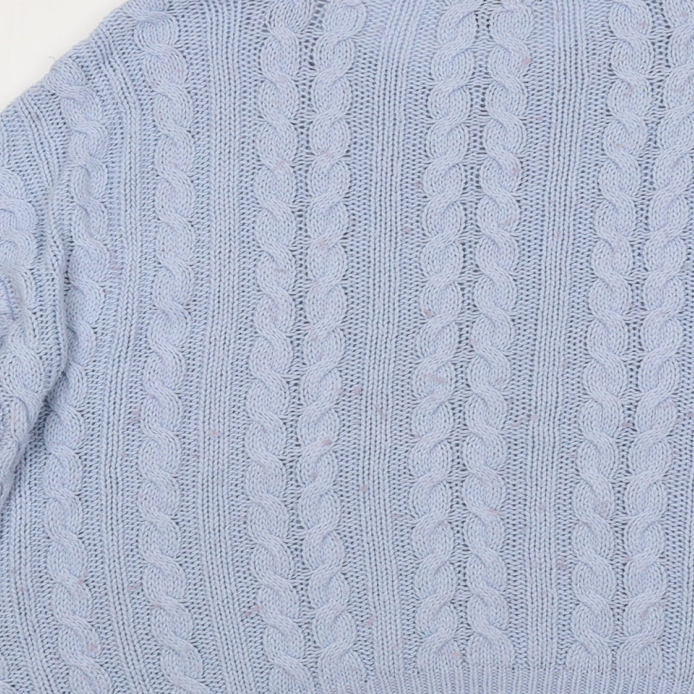 Atmosphere Womens Blue Round Neck Geometric Acrylic Pullover Jumper Size 12