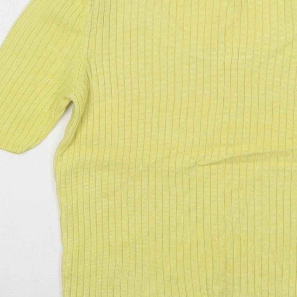 River Island Womens Yellow Scoop Neck Viscose Pullover Jumper Size 10 - Ribbed