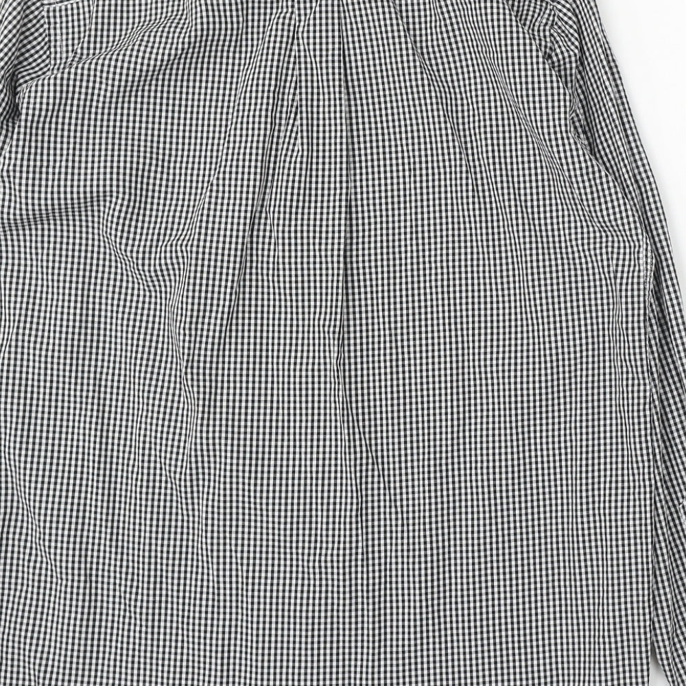 Crew Clothing Mens Black Check Cotton Button-Up Size M Collared Button