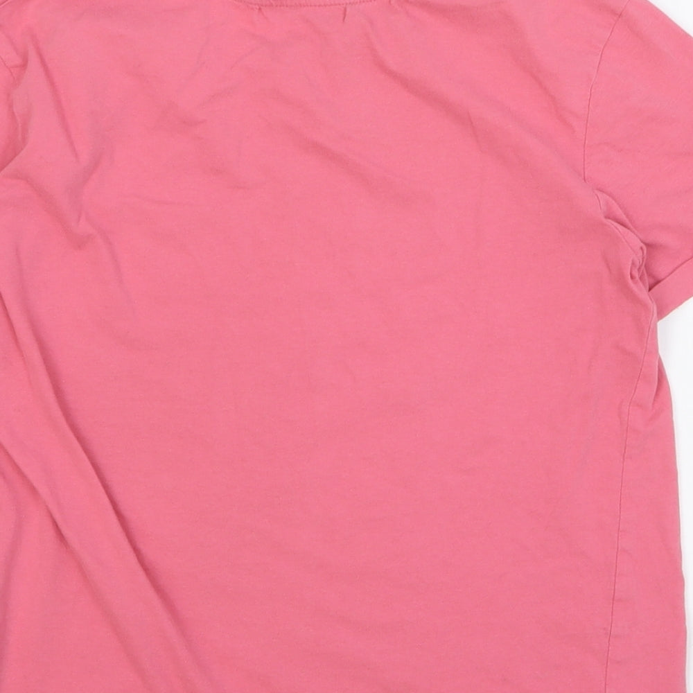 Pull & Bear Womens Pink Cotton Basic T-Shirt Size M Round Neck - K..Bye