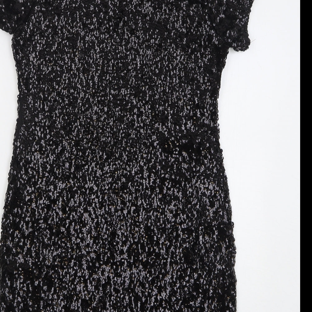 Apricot Womens Black Polyester Shift Size 10 Round Neck Pullover
