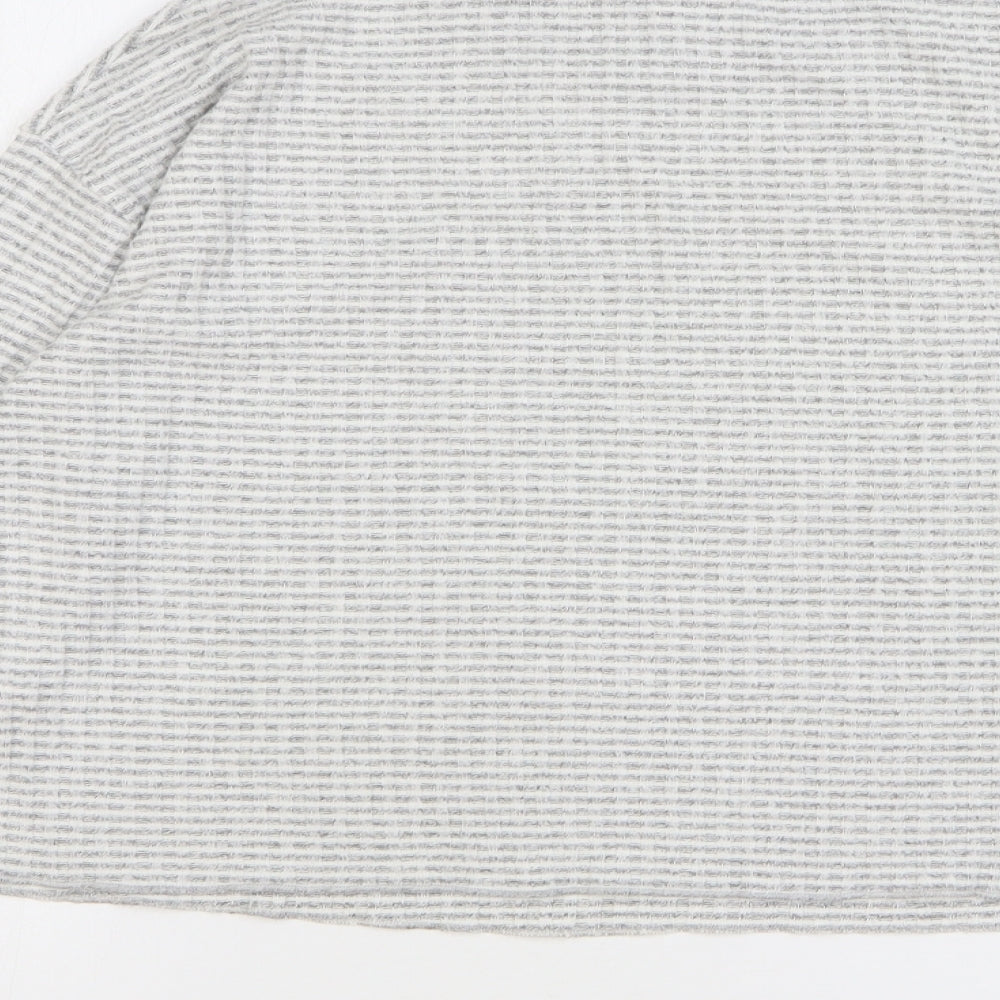 Topshop Womens Grey Check Polyester Basic T-Shirt Size M Round Neck