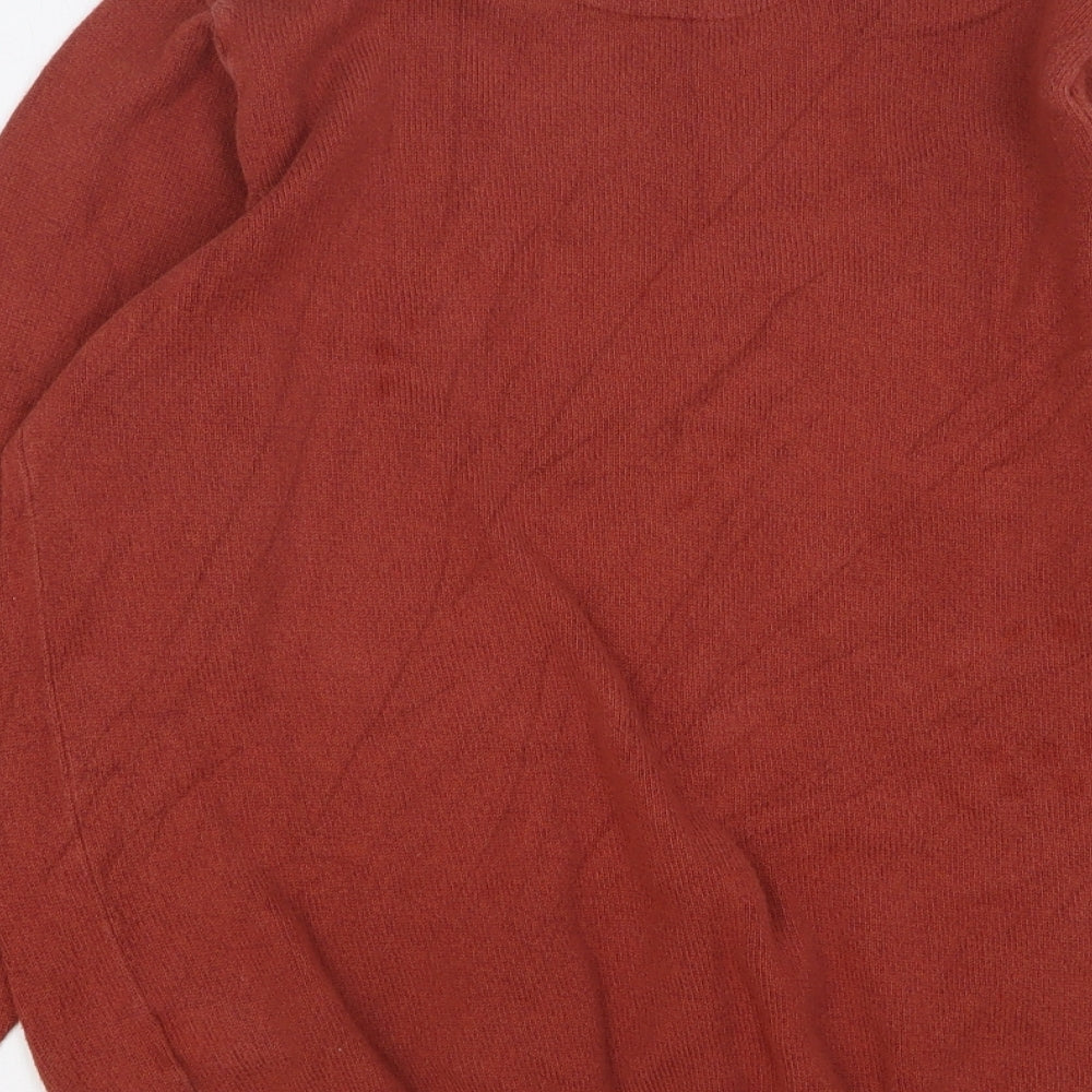 Marks & Spencer Mens Orange Crew Neck Cotton Pullover Jumper Size S