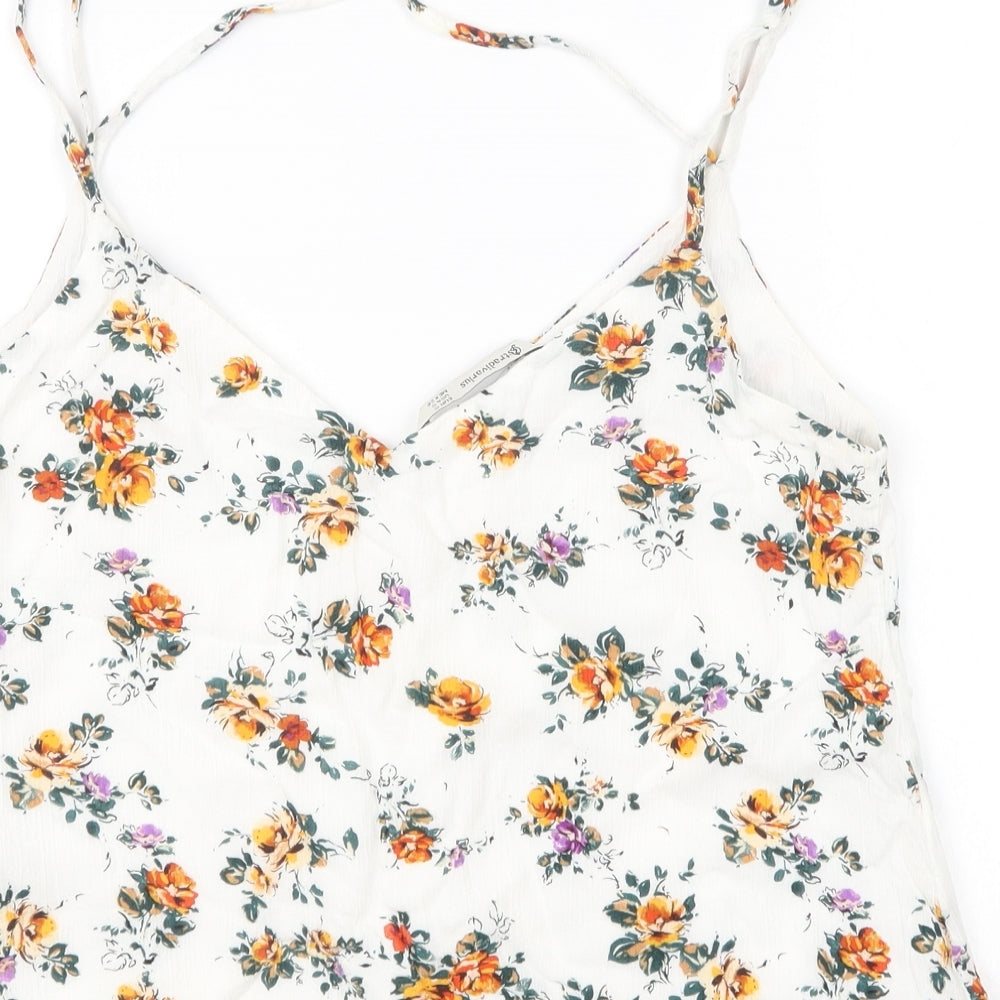 Stradivarius Womens Multicoloured Floral Viscose Camisole Blouse Size S V-Neck
