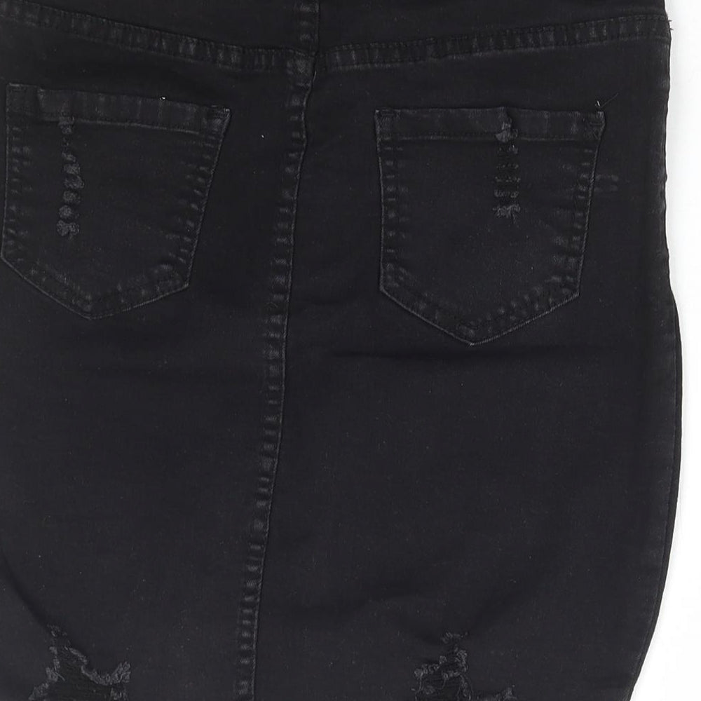 My Bestiny Womens Black Cotton Mini Skirt Size M Zip