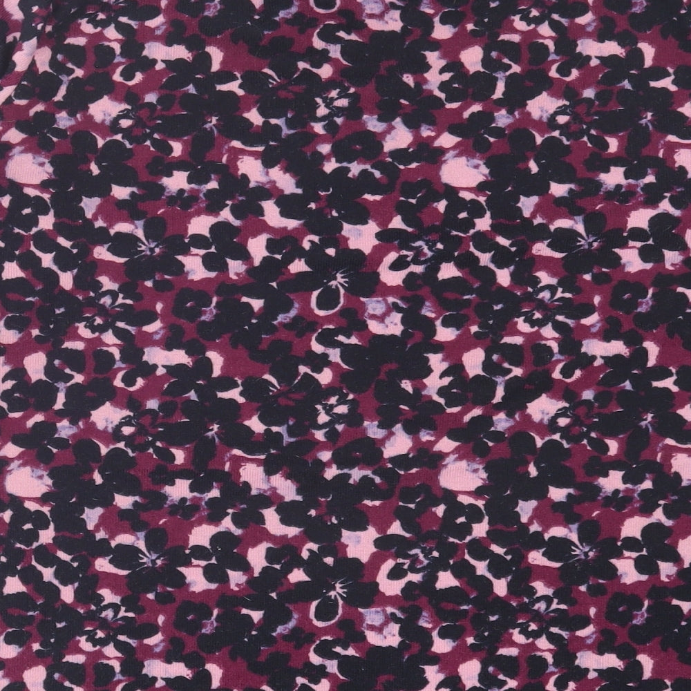 Onfire Womens Purple Floral Polyester Basic T-Shirt Size 12 V-Neck