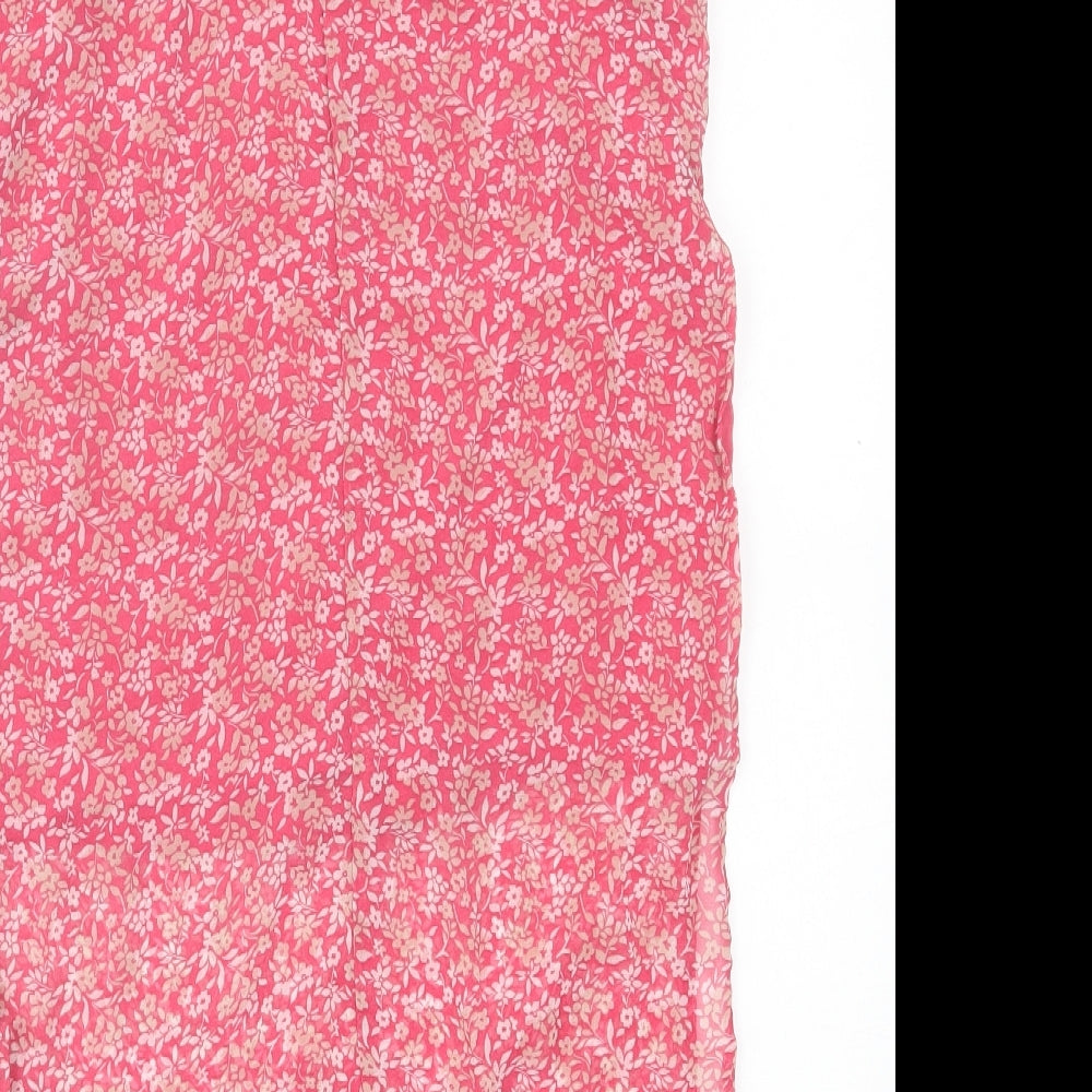 NEXT Womens Pink Floral Polyester Basic Tank Size 10 Halter