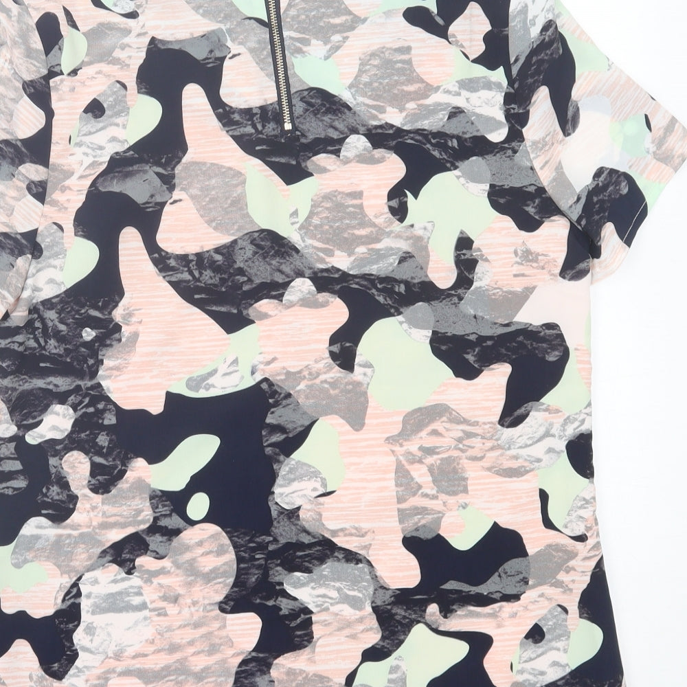 Sugarhill Womens Multicoloured Camouflage Polyester Basic T-Shirt Size 10 Crew Neck