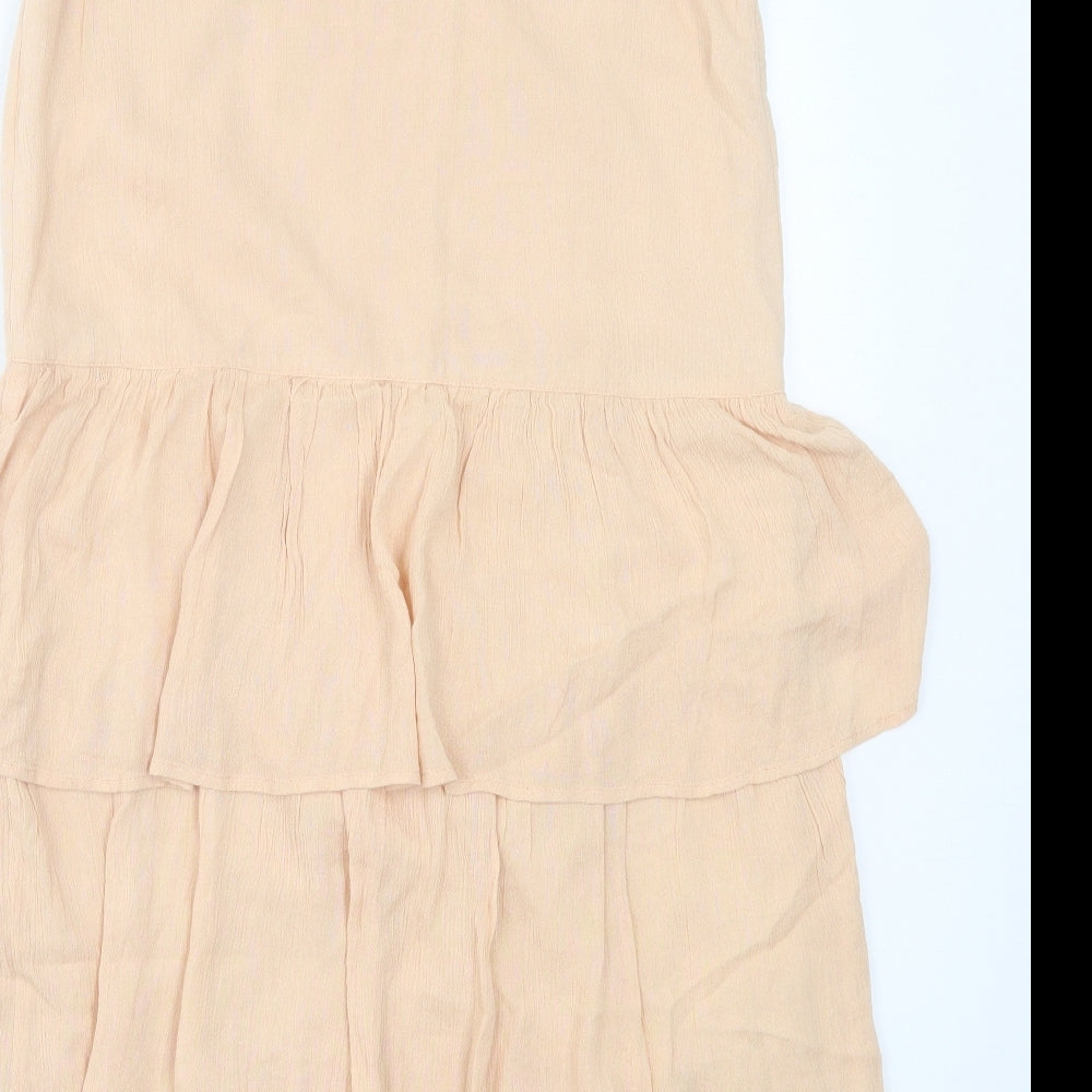 River Island Womens Beige Viscose A-Line Size 8 V-Neck Pullover