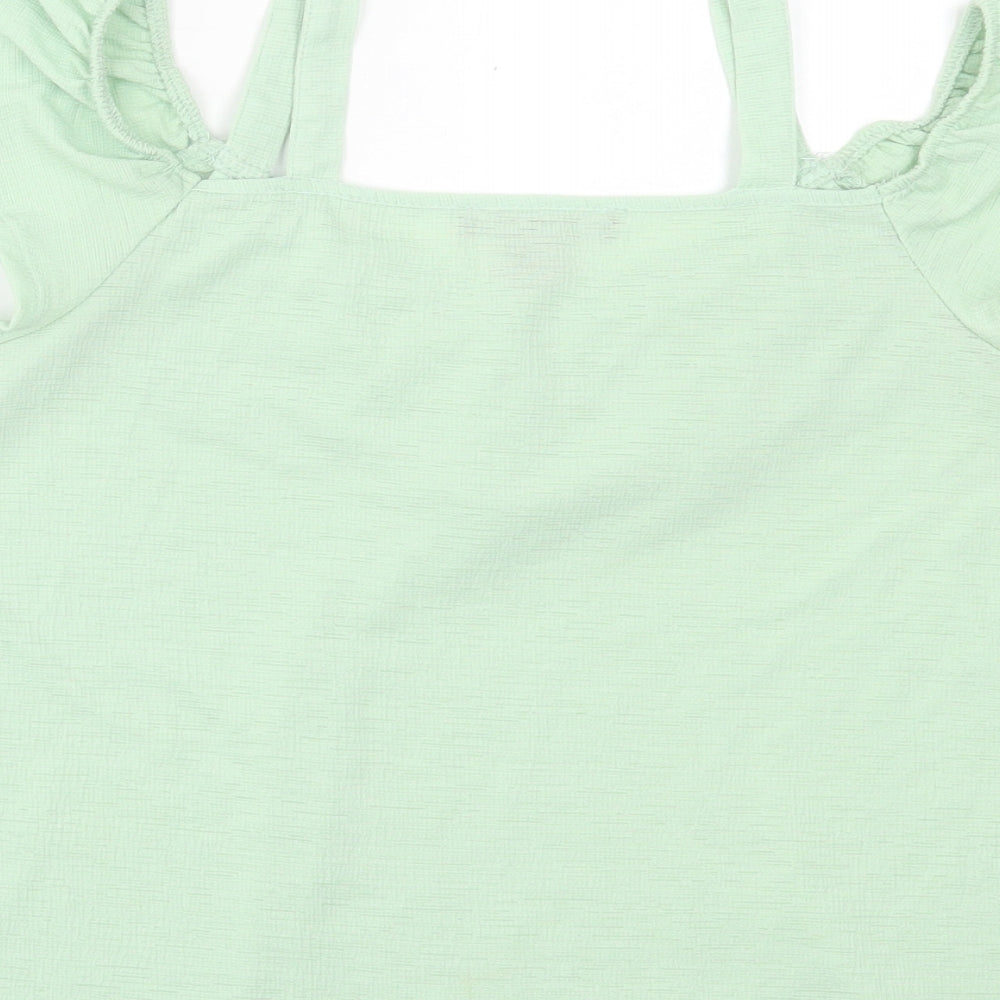 Atmosphere Womens Green Polyester Basic Tank Size 8 V-Neck - Cold Shoulder