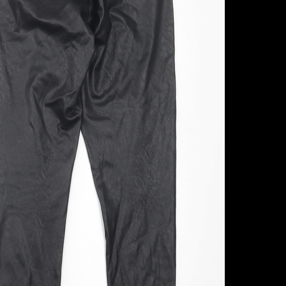 Gallery Womens Black Polyurethane Capri Trousers Size 16 L27 in Regular - Faux Leather