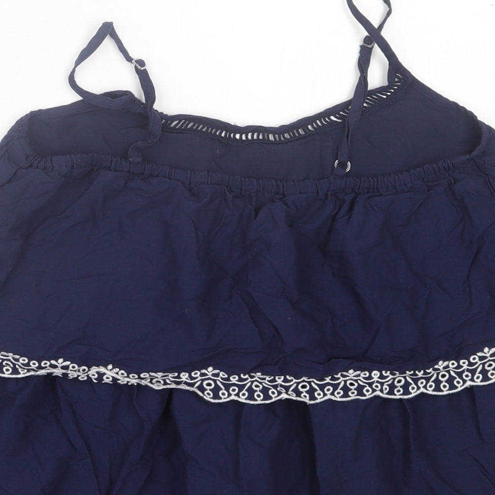 Atmosphere Womens Blue Cotton Basic Tank Size 8 Square Neck