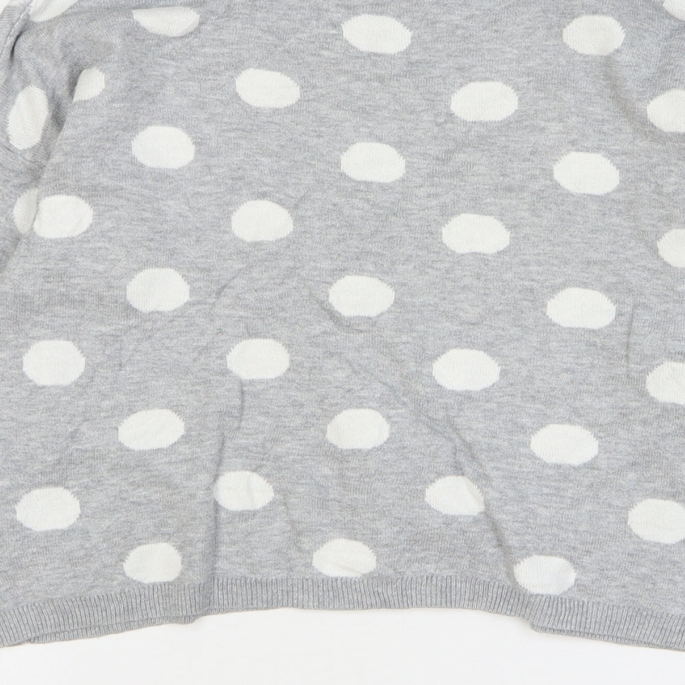 New Look Womens Grey Round Neck Polka Dot Cotton Pullover Jumper Size 8