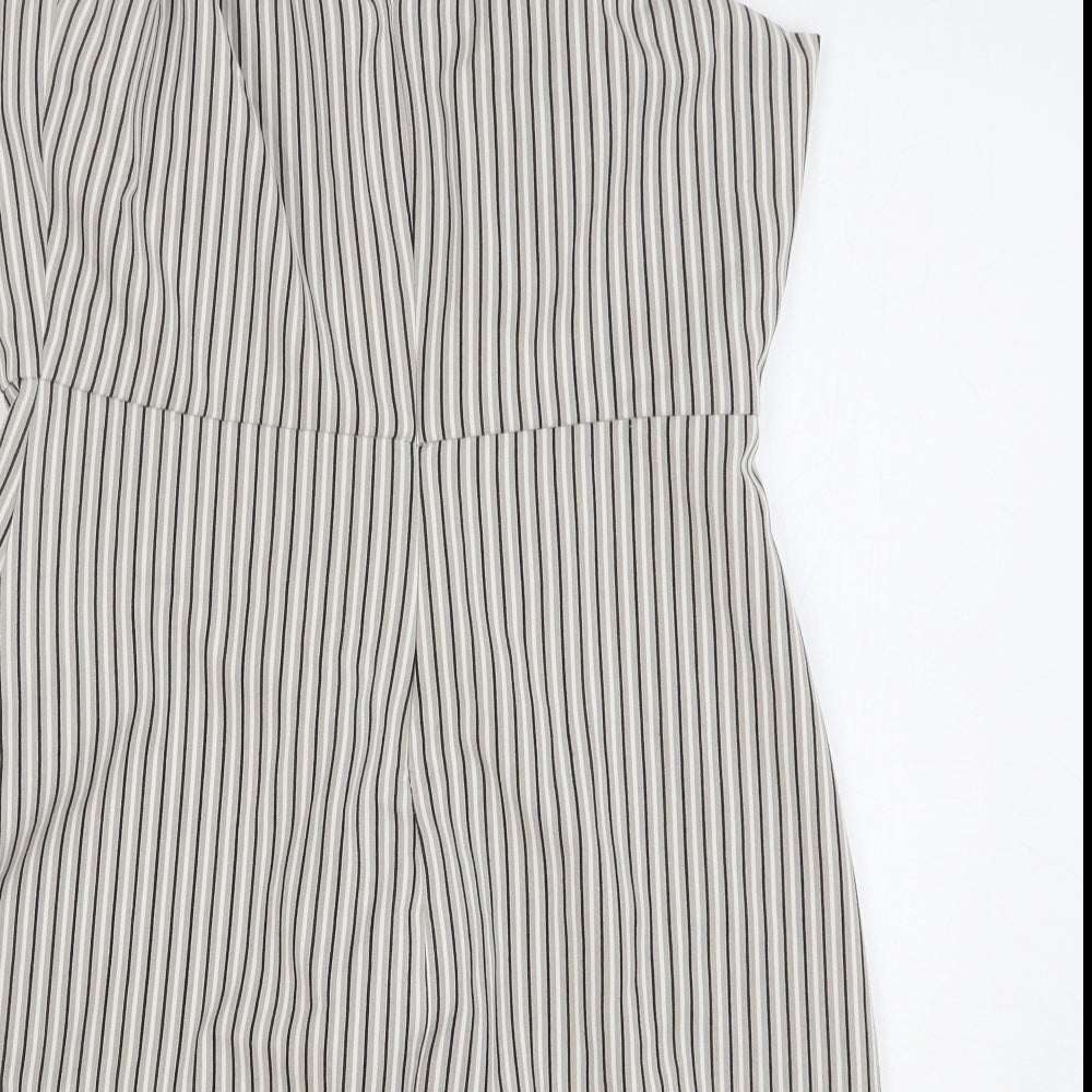 Pull&Bear Womens Grey Striped Polyester Camisole Tank Size L Off the Shoulder