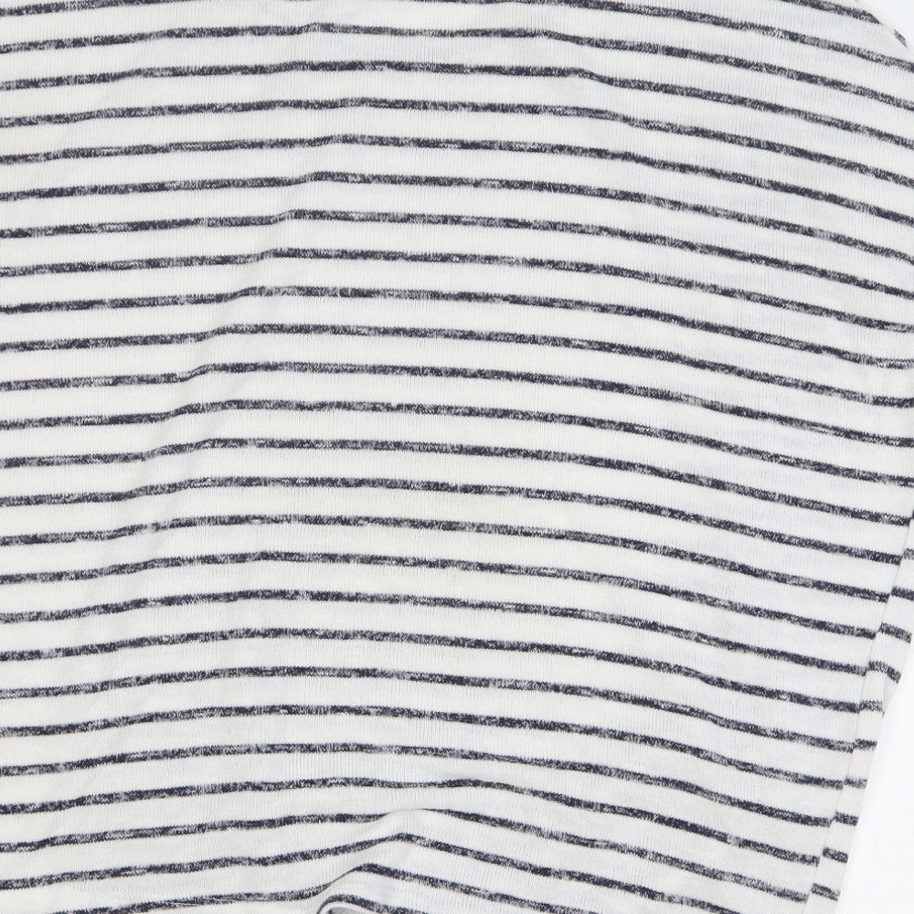 New Look Womens White Round Neck Striped Polyester Vest Jumper Size M