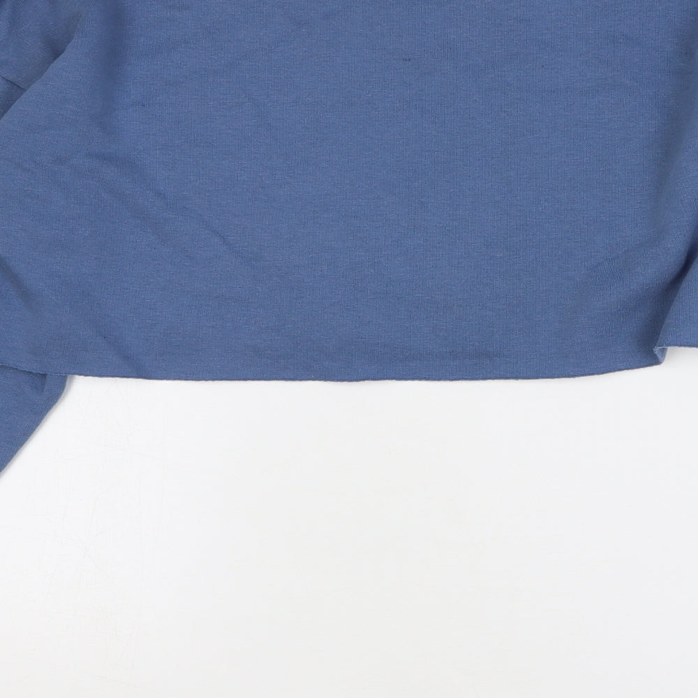 PRETTYLITTLETHING Womens Blue Cotton Pullover Sweatshirt Size S Pullover - Cropped