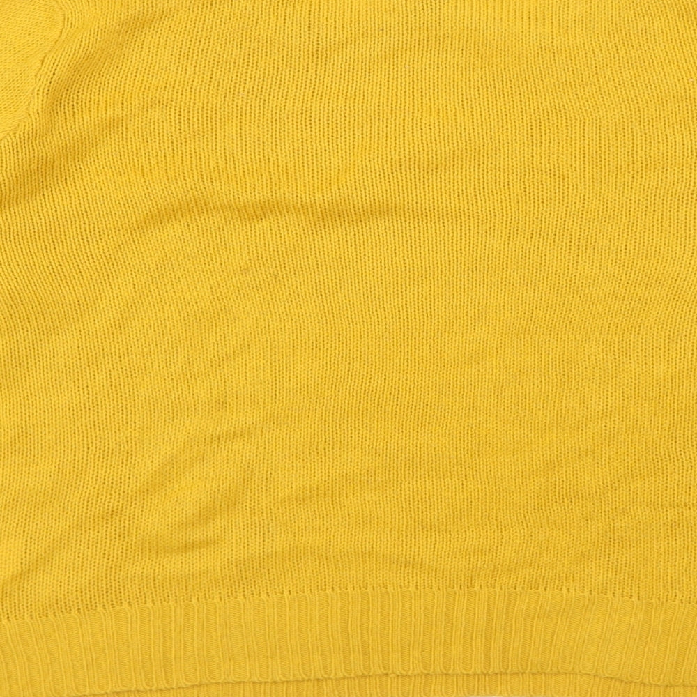 Divided Womens Yellow Round Neck Acrylic Pullover Jumper Size S