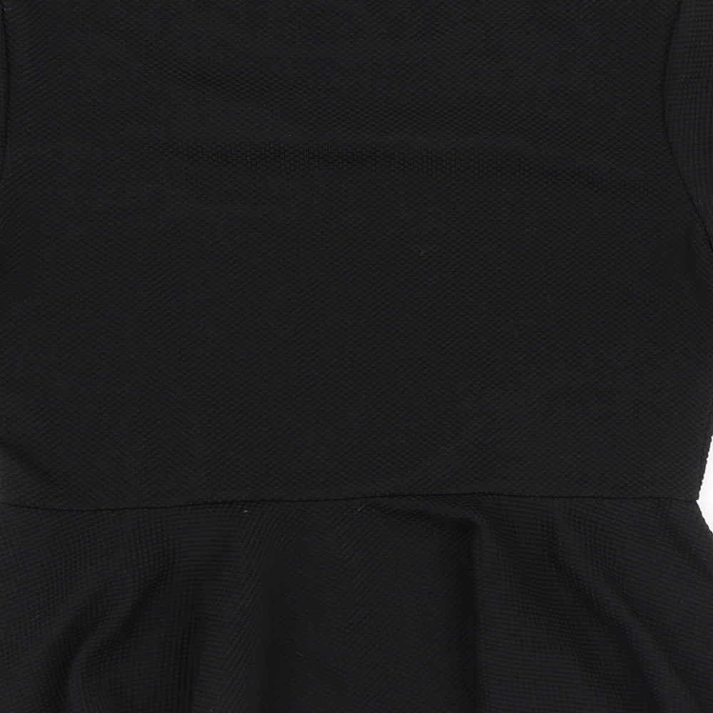 H&M Womens Black Polyester Basic Blouse Size S Round Neck