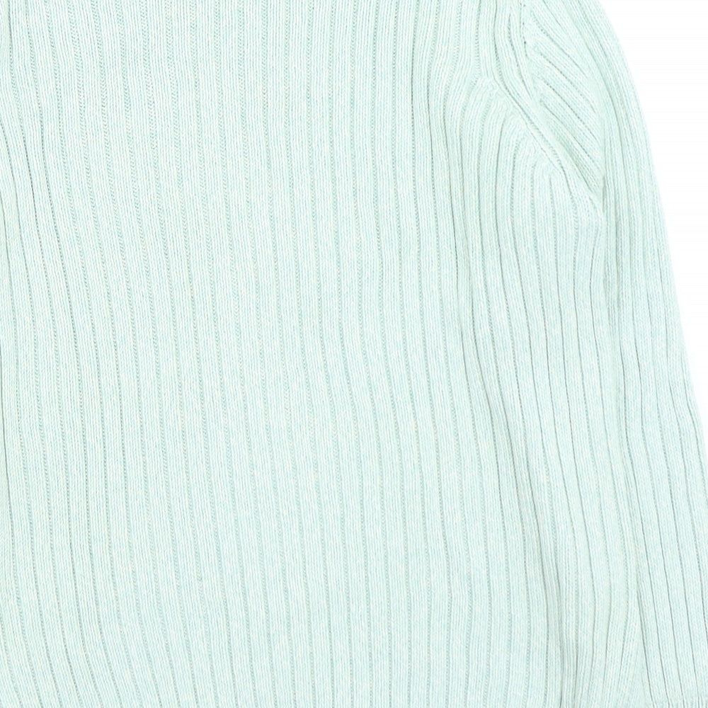 Marks & Spencer Womens Green Round Neck Polyester Pullover Jumper Size 14
