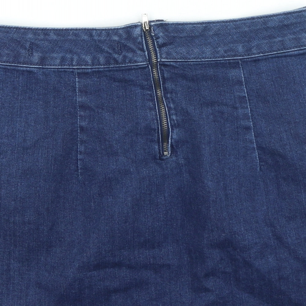 Denim & Co. Womens Blue Cotton Straight & Pencil Skirt Size 10 Zip